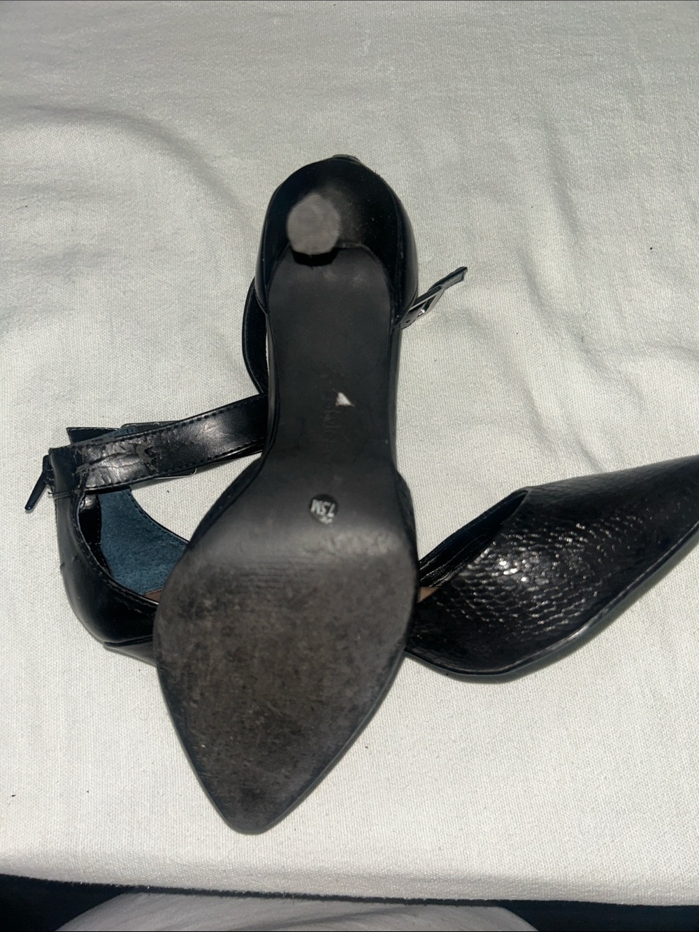 Style & Co. Black Pointed Toe Ankle-Strap Heels with Textured Finish - Picture 6 of 6